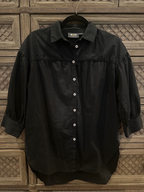 Maeve Tops - Anthropologie Maeve Black Button-Front 3/4-Sleeve Blouse